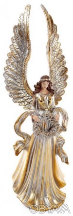 
Декоративна фігура "Ангел з вінком". Матеріал - полістоун (штучний камінь). Роз. . фото 1