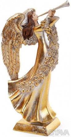 
Декоративна фігура "Ангел грає на трубі". Матеріал - полістоун (штучний камінь). . фото 1