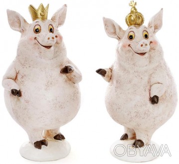 
Набір 2 декоративних фігурки "Королівські свинки". Матеріал - полістоун (штучни. . фото 1