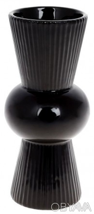 
Керамічна ваза колекції "Stone Flower", чорного кольору. Розмір: 10х10х22.6см. . . фото 1