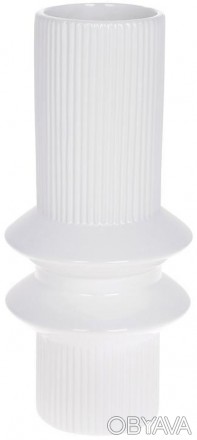 
Керамічна ваза колекції "Stone Flower", білого кольору. Розмір: 12.6х12.6х28см.. . фото 1