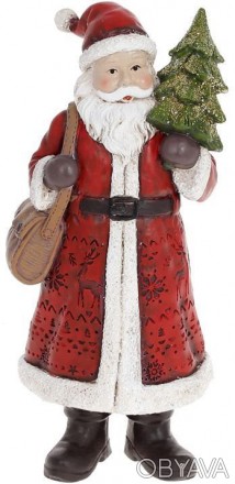 
Фігура декоративна "Санта Клаус з Ялинкою". Матеріал - полистоун (штучний камін. . фото 1
