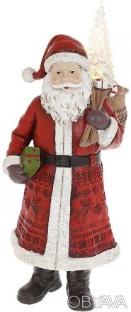 
Фігура декоративна "Санта Клаус з Ялинкою". Матеріал - полистоун (штучний камін. . фото 1