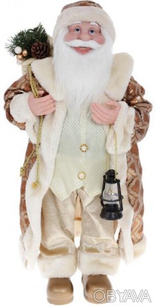 
Фігура «Санта з ліхтарем» (м&apos;яка іграшка), золото з карамеллю. Матеріал - . . фото 1