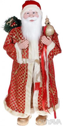 
Фігура «Санта з подарунками» (м&apos;яка іграшка), червоний з золотом. Матеріал. . фото 1