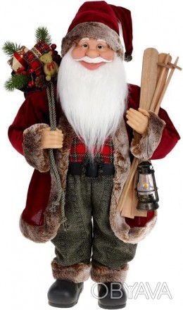
Фігура «Санта з подарунками, лижами та ліхтарем» (м&apos;яка іграшка), червоний. . фото 1