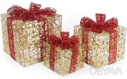 
Набір декоративних подарунків - 3 коробки з LED-підсвіткою. Розміри коробок: 15. . фото 1