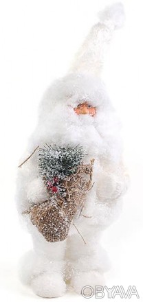 
Новорічна декоративна іграшка під ялинку "Білий Санта". Комбіновані матеріали. . . фото 1