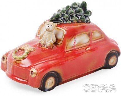 
Декор новорічний "Машина". Фарфорова новорічна і різдвяна прикраса з LED-підсві. . фото 1