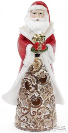 
Декоративна статуетка "Санта з подарунком" з LED-підсвіткою. полистоун (штучний. . фото 1
