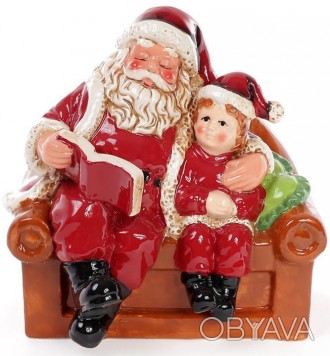 
Декоративна фігурка "Санта з хлопчиком". Кераміка. Розмір: 19.8х15х20.5см.
. . фото 1