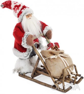 
Новорічна декоративна іграшка "Санта Клаус на санях" (в червоному). Оригінальна. . фото 1