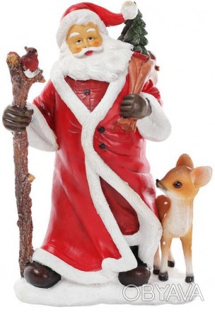 
Статуетка декоративна "Санта і оленятко". Виконана з полистоуна (штучний камінь. . фото 1