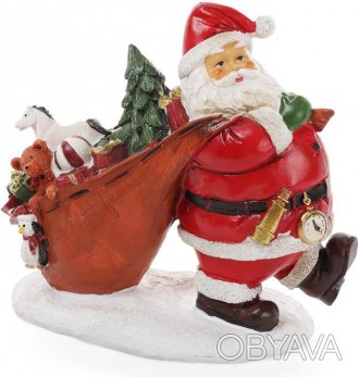 
Статуетка декоративна "Санта з подарунками". Виконана з полистоуна (штучний кам. . фото 1