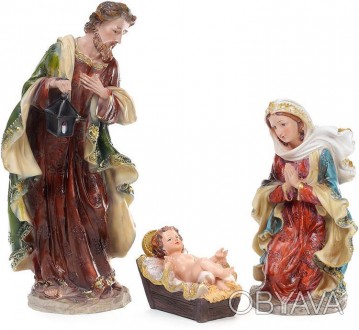 
Різдвяна прикраса "Вертеп". Набір 3 декоративних фігури з полистоуна (штучний к. . фото 1