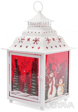 
Декоративний ліхтар-свічник "Сніговики" для створення новорічної атмосфери. Мет. . фото 1