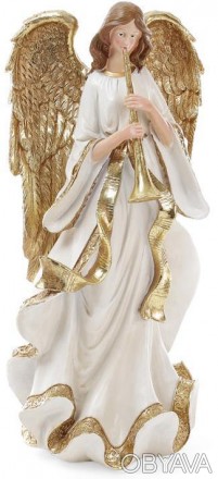 
Фігура декоративна "Золотий Ангел з флейтою". Новорічна і різдвяна прикраса. Ви. . фото 1