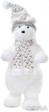 
Фігура декоративна "Ведмідь". Матеріал - пінопласт, шапка і шарф - тканинні. Ро. . фото 1