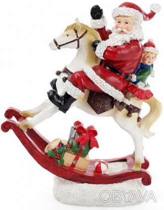 
Новорічна декоративна статуетка "Санта на конячці" з LED-підсвіткою. Матеріал -. . фото 1