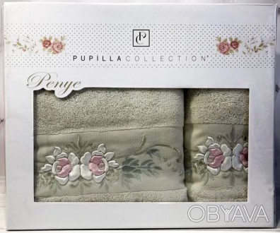 
Подарунковий набір рушників Pupilla Eva Roses з 3D-вишивкою. У наборі 2 рушники. . фото 1