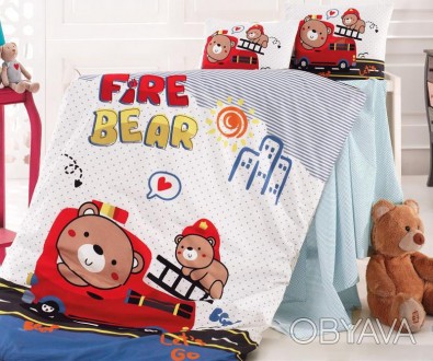 
Комплект дитячої постільної білизни Nazenin Fire Bear в ліжечко для новонародже. . фото 1