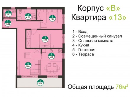 Продаётся квартира в  Пржно,Черногория
   76м²
   2 спальни
   4 этаж
 . . фото 8