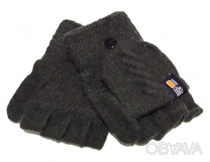 Детские перчатки-варежки 2 в 1 фирмы Корона, украшены вязкой. Состав: 35% бамбук. . фото 1