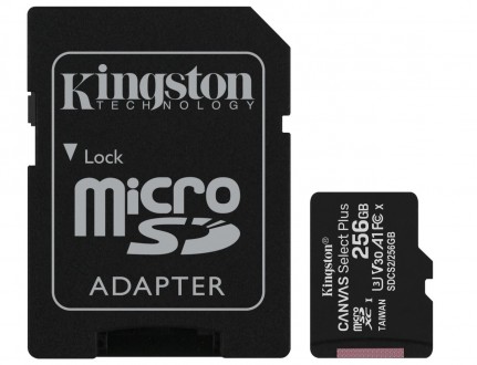 Карта памяти Kingston Canvas Select Plus microSDXC 256GB class 10 A1 UHS-1, с SD. Дніпро. фото 1 Карта памяти Kingston Canvas Select Plus microSDXC 256GB class 10 A1 UHS-1, с SD. Дніпро. фото 1