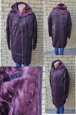 Пальто на меху с капюшоном, дубленка женская искусственная больших размеров RM. . . фото 2