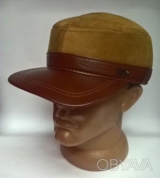 Ексклюзивна стильна кепка Німка із замші та шкіри з вухами усередину для активно. . фото 1