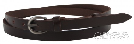 Тонкий женский кожаный ремень шириной 1,5 см Skipper 1408-15 темно-коричневый
Оп. . фото 1