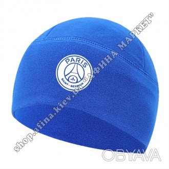 Флисовая шапка ПСЖ 2021-2022 Blue. Купить зимнюю спортивную шапку с символикой П. . фото 1