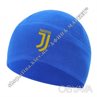 Флисовая шапка Ювентус 2021-2022 Blue. Купить зимнюю спортивную шапку с символик. . фото 1