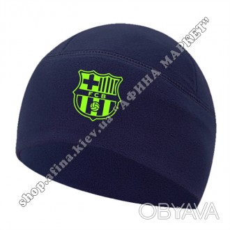 Флисовая шапка Барселона 21/22 Navy. Купить зимнюю спортивную шапку с символикой. . фото 1