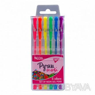 Набір ручок гелевих YES Neon 0,8 мм, мікс неонових кольорів, 6 шт. 411706
 
Набі. . фото 1