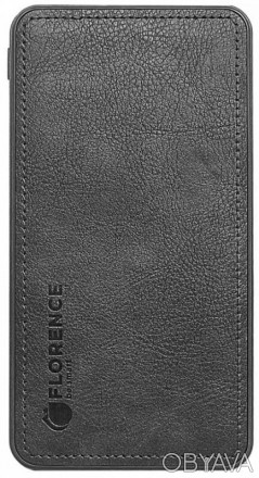 Портативная батарея Florence LEATHER Li-Pol 10000mAh Black. . фото 1