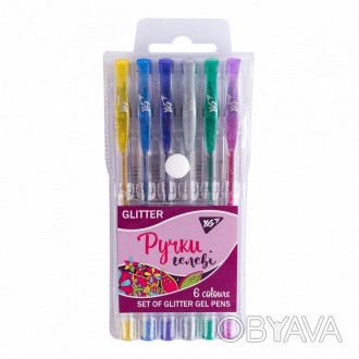 Набір ручок гелевих YES Glitter 0,8мм мікс кольорів 6 шт 411702
 
Набір ручок з . . фото 1