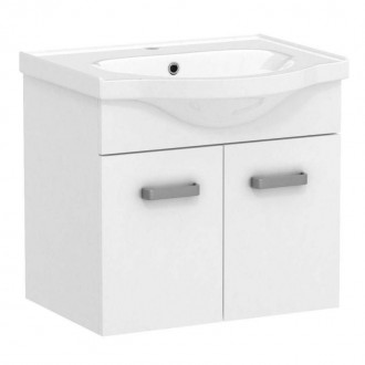 BUTTERFLY комплект мебели 55см, белый: тумба подвесная, 2 дверцы + умывальник на. Киев. фото 1