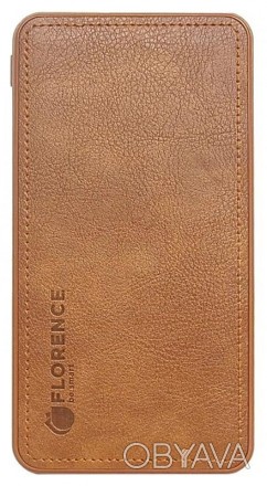 Портативная батарея Florence LEATHER Li-Pol 10000mAh Brown. . фото 1