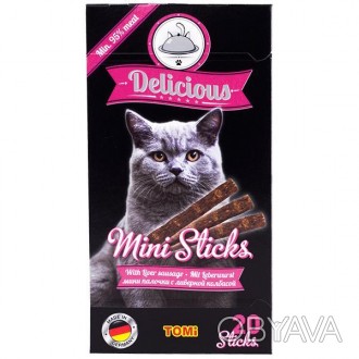 Лакомство для котов TOMi Delicious Mini Sticks Liver Sausage – вкуснейший мясной. . фото 1