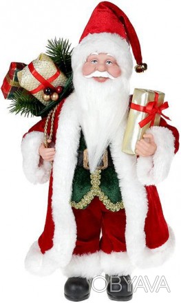 
Декоративна фігура "Санта" червоний зі смарагдом. Матеріал - тканина, пластик. . . фото 1