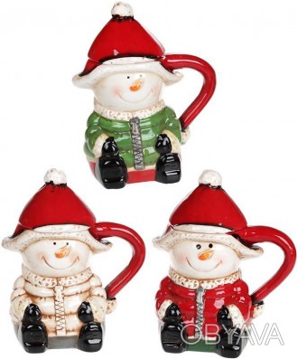 
Кружка "Тріо сніговиків" - колекція яскравого різдвяного посуду. Кружка "Тріо с. . фото 1