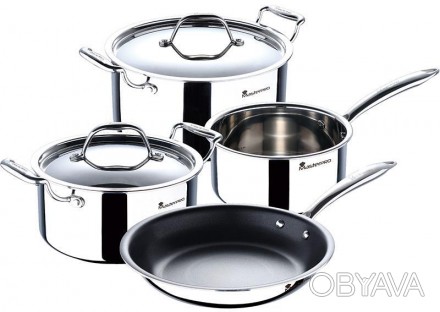 
Набір кухонного посуду MasterPro Tri-Ply 6 предметів: - каструля з кришкою 3.1л. . фото 1