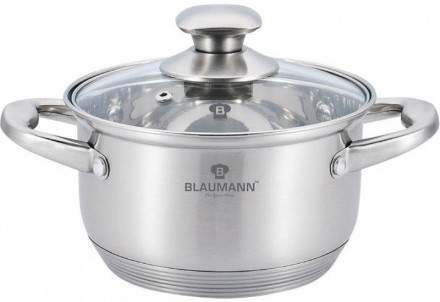 Каструля Blaumann Gourmet 6л Ø24х14.5см з нержавіючої сталі зі скляною кришкою. Київ. фото 1 Каструля Blaumann Gourmet 6л Ø24х14.5см з нержавіючої сталі зі скляною кришкою. Київ. фото 1
