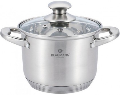 Каструля Blaumann Gourmet 9.5л Ø26х19см з нержавіючої сталі зі скляною кришкою. Київ. фото 1 Каструля Blaumann Gourmet 9.5л Ø26х19см з нержавіючої сталі зі скляною кришкою. Київ. фото 1