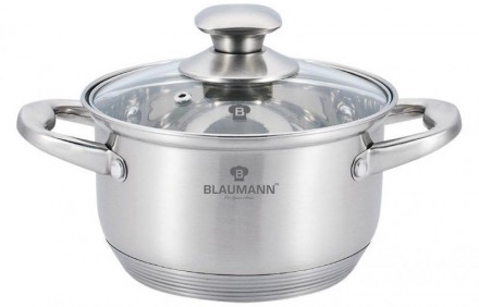 Каструля Blaumann Gourmet 3.8л Ø20х12.5см з нержавіючої сталі зі скляною кришкою. Київ. фото 1 Каструля Blaumann Gourmet 3.8л Ø20х12.5см з нержавіючої сталі зі скляною кришкою. Київ. фото 1