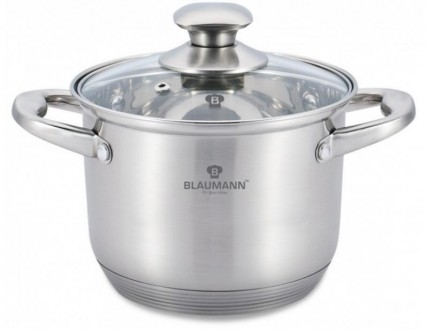 Каструля Blaumann Gourmet 2.6л Ø18х11.5см з нержавіючої сталі зі скляною кришкою. Київ. фото 1 Каструля Blaumann Gourmet 2.6л Ø18х11.5см з нержавіючої сталі зі скляною кришкою. Київ. фото 1