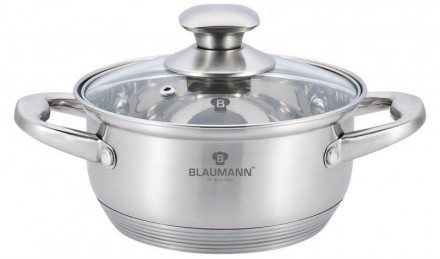 Каструля Blaumann Gourmet 3.75л Ø24х9см з нержавіючої сталі зі скляною кришкою. Київ. фото 1 Каструля Blaumann Gourmet 3.75л Ø24х9см з нержавіючої сталі зі скляною кришкою. Київ. фото 1