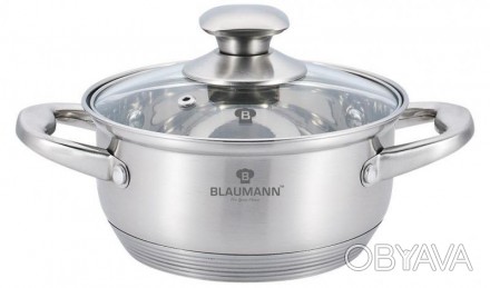 
Каструля Blaumann Gourmet з харчової нержавіючої сталі 18/10. Об&apos;єм 3.75л,. . фото 1