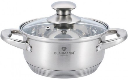 Каструля Blaumann Gourmet 5л Ø26х10см з нержавіючої сталі зі скляною кришкою. Київ. фото 1 Каструля Blaumann Gourmet 5л Ø26х10см з нержавіючої сталі зі скляною кришкою. Київ. фото 1